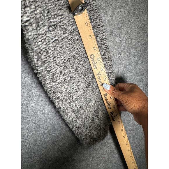 Stoosh Jacket Women Medium Gray Sherpa Teddy Coat Long Sleeve Winter Comfort - Picture 9 of 10